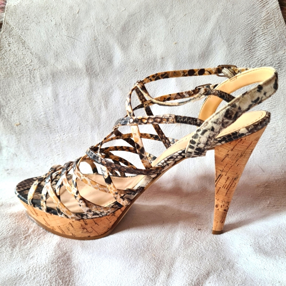 Marc Fisher gladiator snakeskin sandals heels